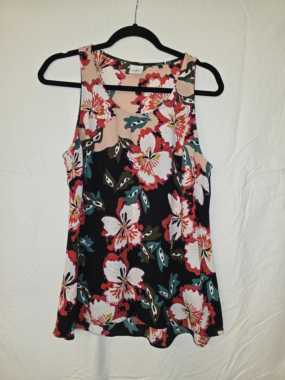 CAbi Floral Tank Top in Black, Pink and Teal